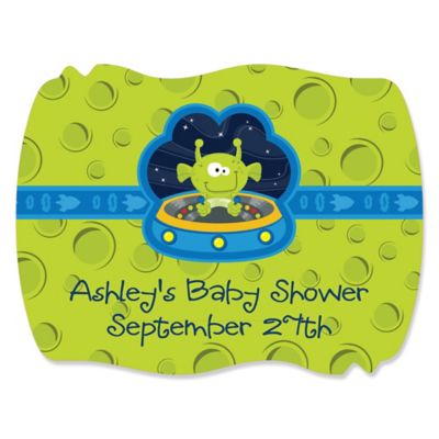 Lil' Space Alien - Personalized Baby Shower Squiggle Stickers - 16 ct