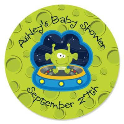 Lil' Space Alien - Personalized Baby Shower Sticker Labels - 24 ct