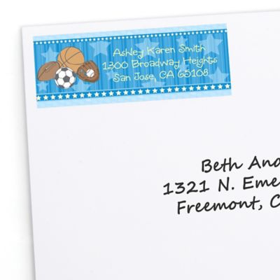 All Star Sports - Personalized Baby Shower Return Address Labels - 30 ct