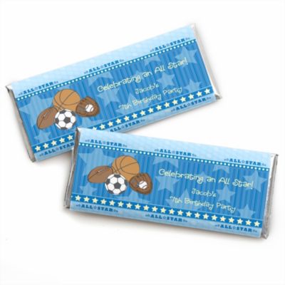 All Star Sports - Personalized Birthday Party Candy Bar Wrapper Favors
