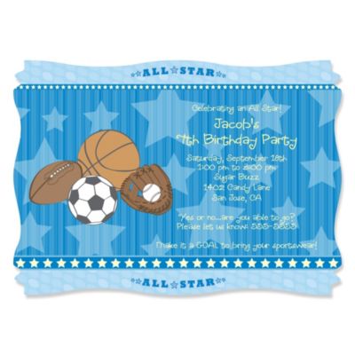 All Star Sports - Personalized Birthday Party Invitations