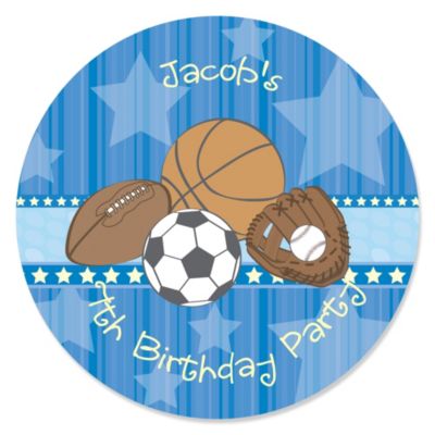 All Star Sports - Personalized Birthday Party Sticker Labels - 24 ct