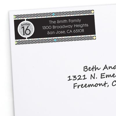 Sweet Sixteen Birthday - Personalized Birthday Party Return Address Labels - 30 ct