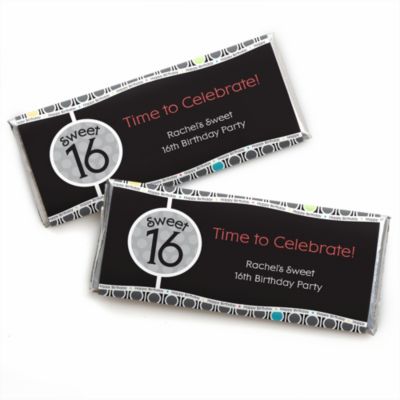 Sweet Sixteen - Personalized Birthday Party Candy Bar Wrapper Favors
