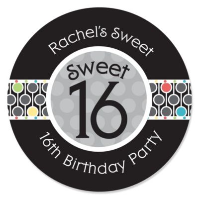 Sweet Sixteen - Personalized Birthday Party Sticker Labels - 24 ct