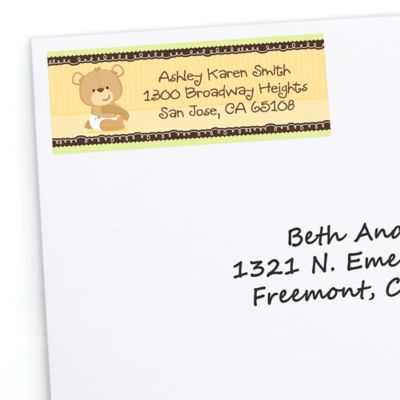 Baby Teddy Bear - Personalized Baby Shower Return Address Labels - 30 ct