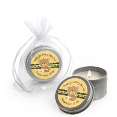Baby Teddy Bear - Personalized Baby Shower Candle Tin Favors