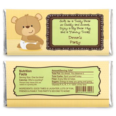 Baby Teddy Bear - Personalized Baby Shower Candy Bar Wrapper Favors