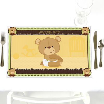 Baby Teddy Bear - Personalized Baby Shower Placemats