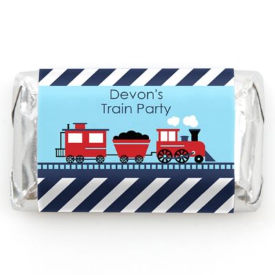 Train - Personalized Baby Shower Mini Candy Bar Wrapper Favors - 20 ct