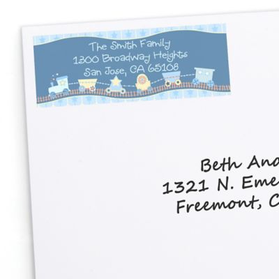 Train - Personalized Birthday Party Return Address Labels - 30 ct