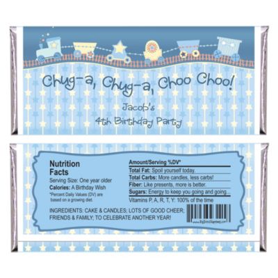 Train - Personalized Birthday Party Candy Bar Wrapper Favors