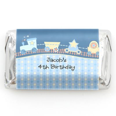 Train - Personalized Birthday Party Mini Candy Bar Wrapper Favors - 20 ct