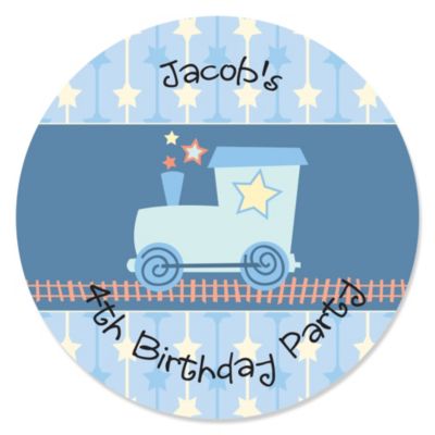 Train - Personalized Birthday Party Sticker Labels - 24 ct