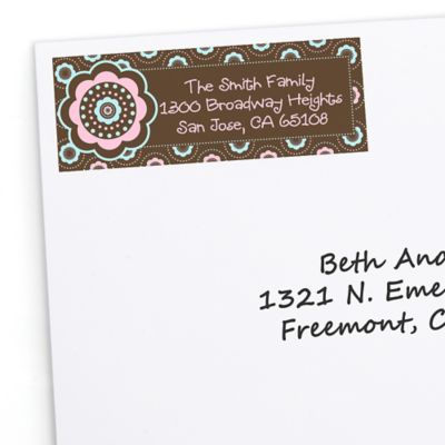 Trendy Flower - Personalized Birthday Party Return Address Labels - 30 ct