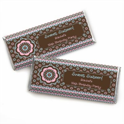 Trendy Flower - Personalized Birthday Party Candy Bar Wrapper Favors
