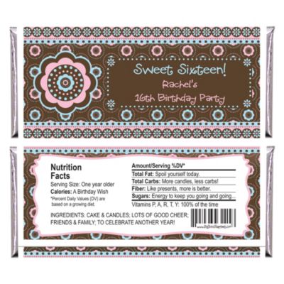 Trendy Flower - Personalized Birthday Party Candy Bar Wrapper Favors