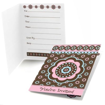 Trendy Flower - Birthday Party Fill In Invitations - 8 ct