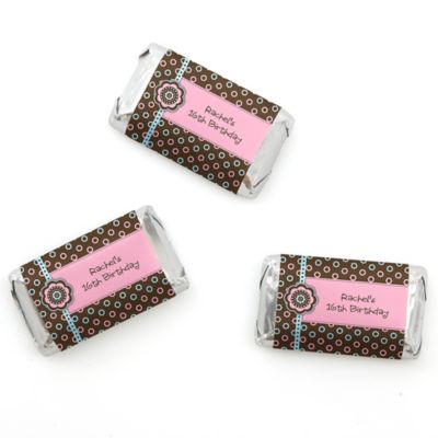 Trendy Flower - Personalized Birthday Party Mini Candy Bar Wrapper Favors - 20 ct