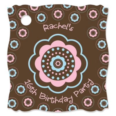 Trendy Flower - Personalized Birthday Party Tags - 20 ct