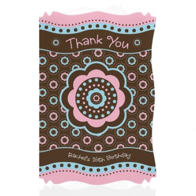 Trendy Flower - Personalized Birthday Party Thank You Cards