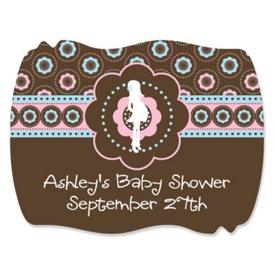 Trendy Mommy - Personalized Baby Shower Squiggle Stickers - 16 ct