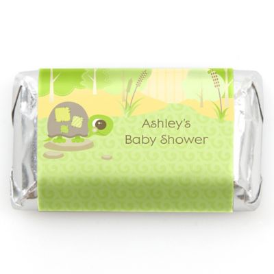 Baby Turtle - Personalized Baby Shower Mini Candy Bar Wrapper Favors - 20 ct