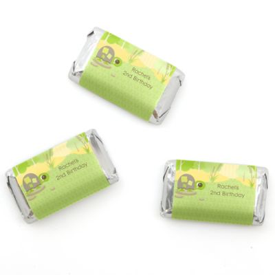 Turtle - Personalized Birthday Party Mini Candy Bar Wrapper Favors - 20 ct