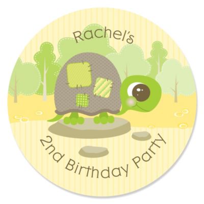 Turtle - Personalized Birthday Party Sticker Labels - 24 ct