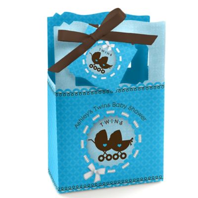 Twin Boy Baby Carriages - Personalized Baby Shower Favor Boxes