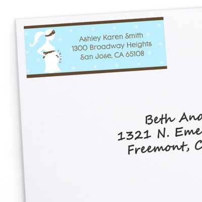 Mommy Silhouette It's Twin Boys - Personalized Baby Shower Return Address Labels - 30 ct