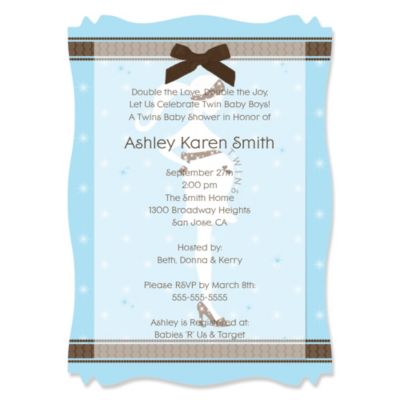Mommy Silhouette It's Twin Boys - Personalized Baby Shower Vellum Overlay Invitations