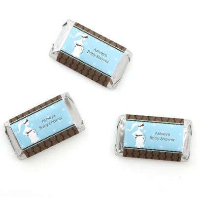 Mommy Silhouette It's Twin Boys - Personalized Baby Shower Mini Candy Bar Wrapper Favors - 20 ct