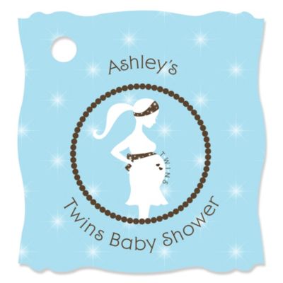 Mommy Silhouette It's Twin Boys - Personalized Baby Shower Tags - 20 ct