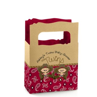 Twin Little Cowboys - Personalized Baby Shower Mini Favor Boxes