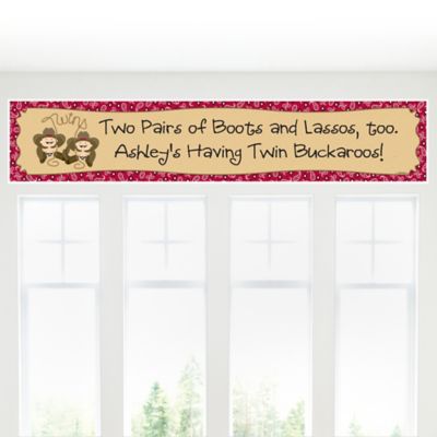 Twin Little Cowboys - Personalized Baby Shower Banners