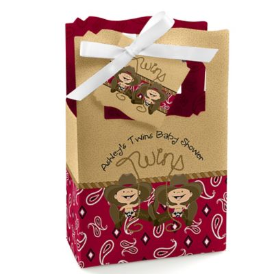Twin Little Cowboys - Personalized Baby Shower Favor Boxes