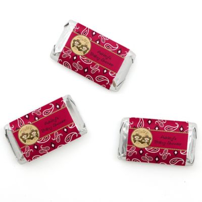 Twin Little Cowboys - Personalized Baby Shower Mini Candy Bar Wrapper Favors - 20 ct