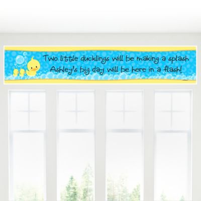Twin Ducky Ducks - Personalized Baby Shower Banners