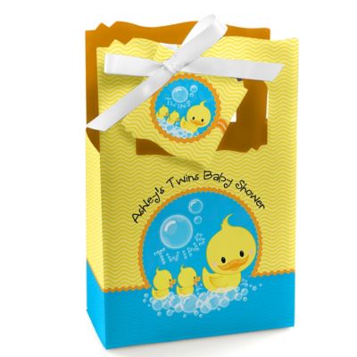 Twin Ducky Ducks - Personalized Baby Shower Favor Boxes