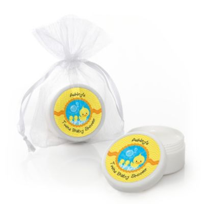 Twin Ducky Ducks - Personalized Baby Shower Lip Balm Favors