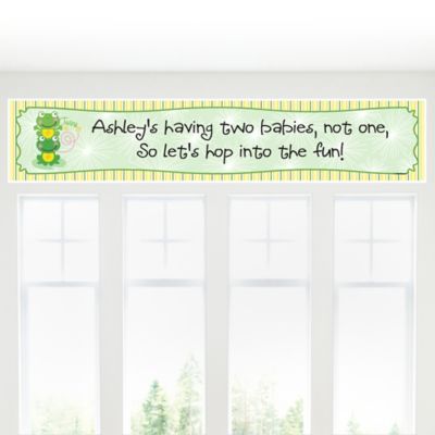 Twin Froggy Frogs - Personalized Baby Shower Banners