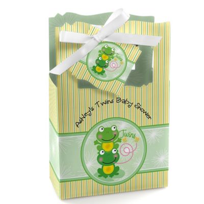 Twin Froggy Frogs - Personalized Baby Shower Favor Boxes