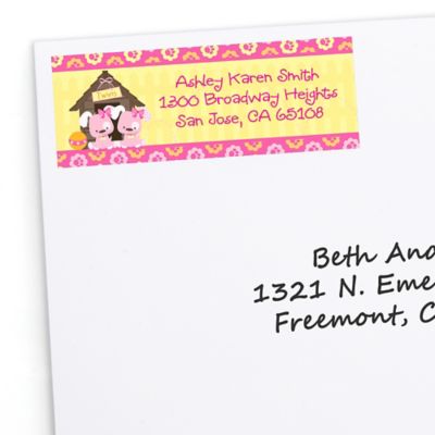 Twin Girl Puppy Dogs - Personalized Baby Shower Return Address Labels - 30 ct