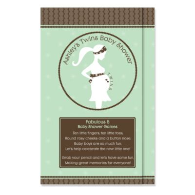 Mommy Silhouette It's Twin Babies - Personalized Baby Shower Fabulous 5 Games