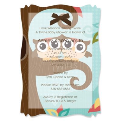 Owl - Look Whooo's Having Twins - Personalized Baby Shower Vellum ...