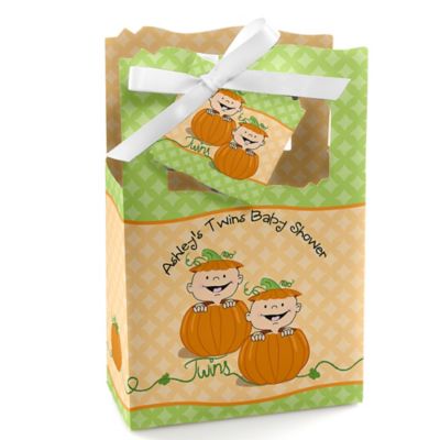 Twin Little Pumpkins Caucasian - Personalized Baby Shower Favor Boxes