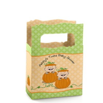 Twin Little Pumpkins Caucasian - Personalized Baby Shower Mini Favor Boxes