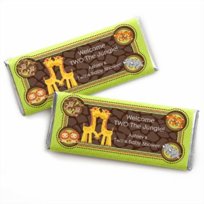 Twins Funfari&trade; - Fun Safari Jungle - Personalized Baby Shower Candy Bar Wrapper Favors
