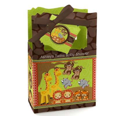 Twins Funfari&trade; - Fun Safari Jungle - Personalized Baby Shower Favor Boxes